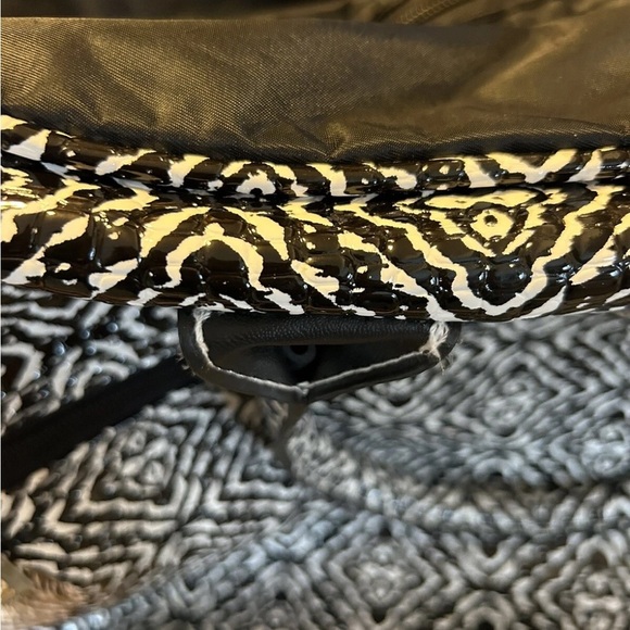 Nicole Miller Black and White Geometric Weekender Travel Bag - Picture 9 of 16